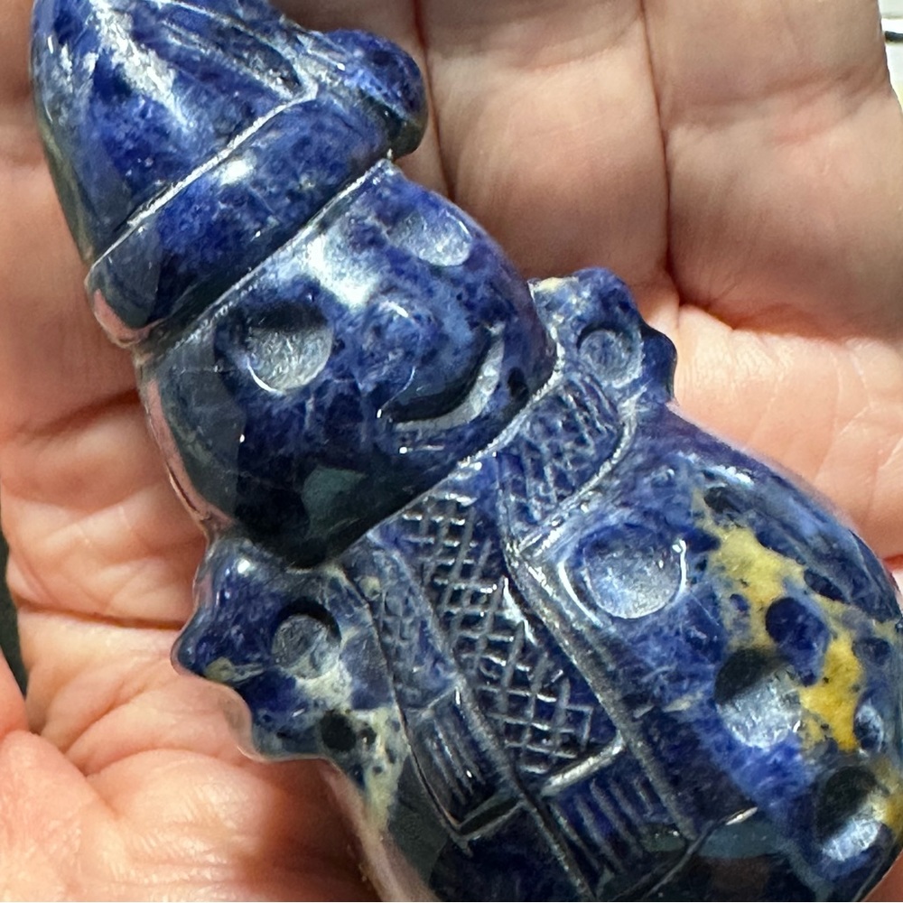 Sodalite snowman gemstone metaphysical sculpture